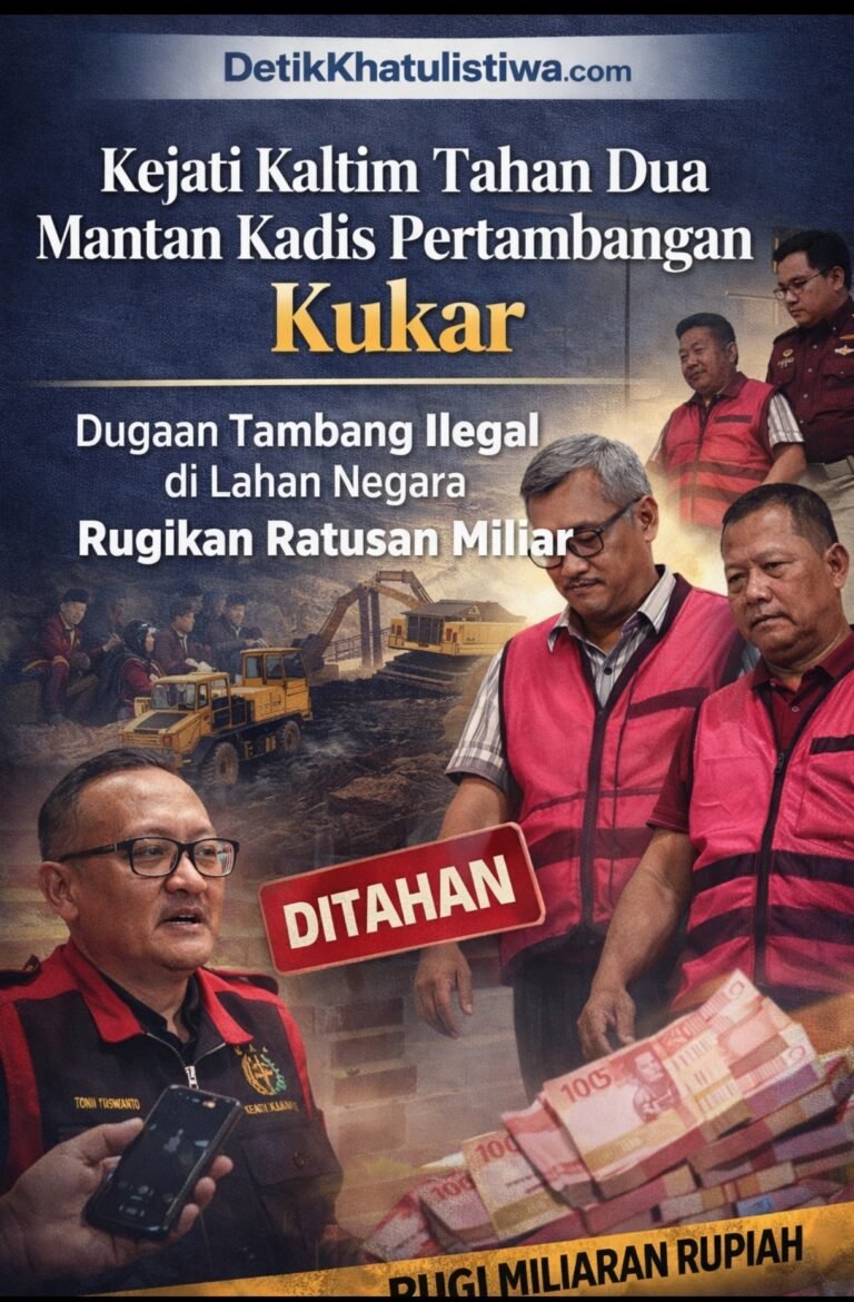 Kejati Kaltim Tahan Dua Mantan Kadis Pertambangan Kukar, Dugaan Tambang Ilegal di Lahan Negara Rugikan Ratusan Miliar