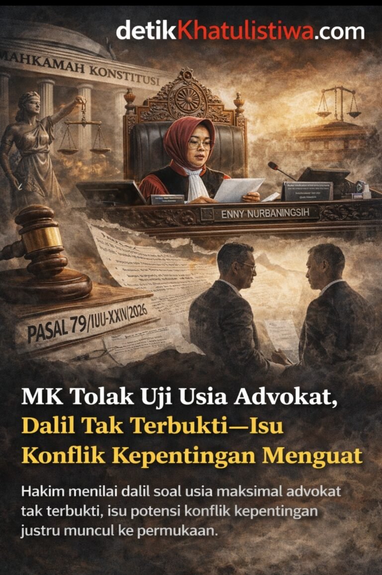 MK Tolak Uji Usia Advokat, Dalil Tak Terbukti—Isu Konflik Kepentingan Menguat
