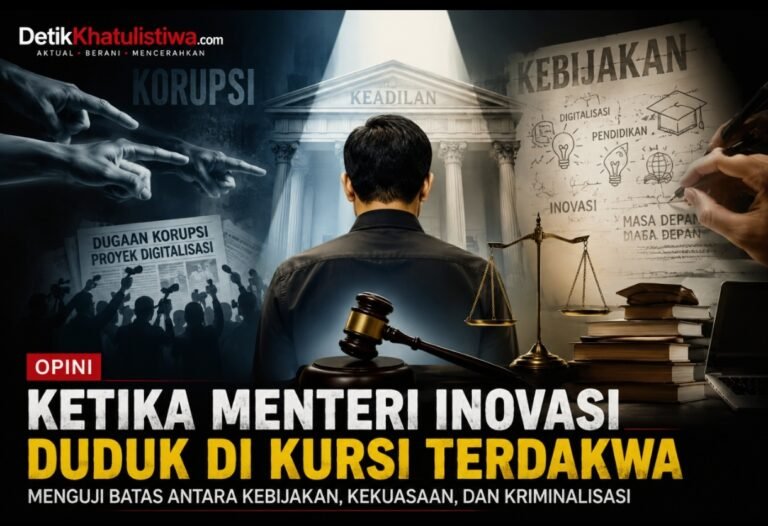 “Ketika Menteri Inovasi Duduk di Kursi Terdakwa: Menguji Batas antara Kebijakan, Kekuasaan, dan Kriminalisasi”