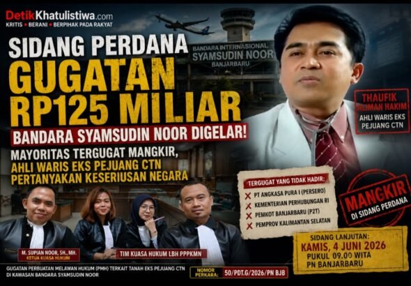 Sidang Perdana Gugatan Rp125 Miliar Bandara Syamsudin Noor Digelar