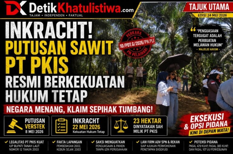 INKRACHT! Putusan Sawit PT PKIS Berkekuatan Hukum Tetap — Negara Menang, Klaim Sepihak Runtuh Total