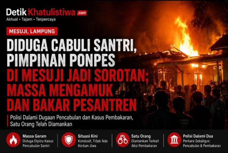 Diduga Cabuli Santri, Pimpinan Ponpes di Mesuji Jadi Sorotan; Massa Mengamuk dan Bakar Kompleks Pesantren