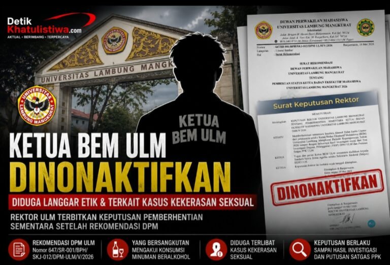 KETUA BEM ULM DINONAKTIFKAN, DIDUGA TERLIBAT PELANGGARAN ETIK DAN KASUS KEKERASAN SEKSUAL