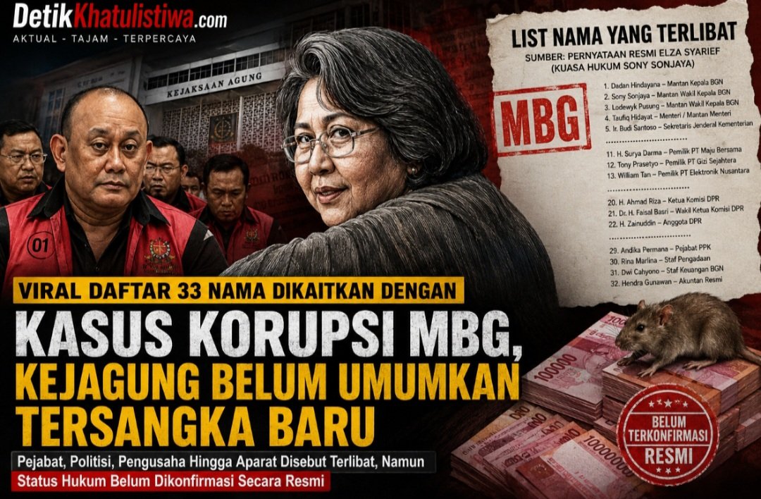 VIRAL DAFTAR 33 NAMA DIKAITKAN DENGAN KASUS KORUPSI MBG, KEJAGUNG BELUM UMUMKAN TERSANGKA BARU