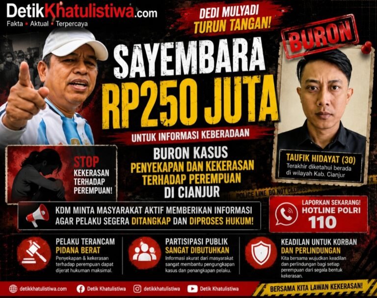 DEDI MULYADI PASANG SAYEMBARA Rp250 JUTA! BURON KASUS PENYIKSAAN SADIS WANITA CIANJUR DIBURU, PUBLIK MINTA PELAKU SEGERA DITANGKAP