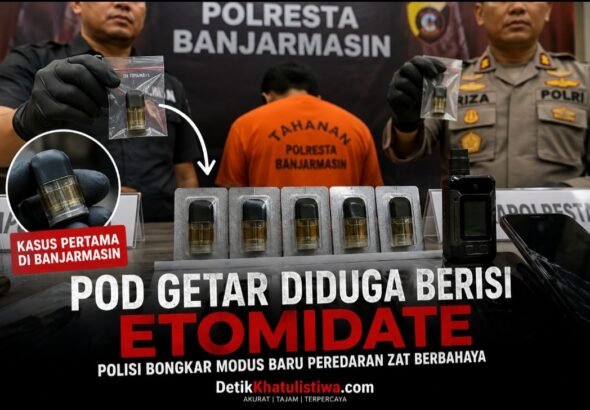“Pod Getar” Masuk Banjarmasin, Polisi Sita Lima Cartridge Diduga Etomidate; Jejak Pemasok dan Jaringan Distribusi Diburu
